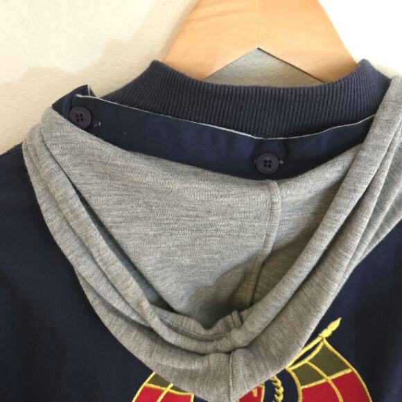 Vintage Capezio Light Weight Navy Cotton Hooded Jacket Size L - Picture 4 of 11